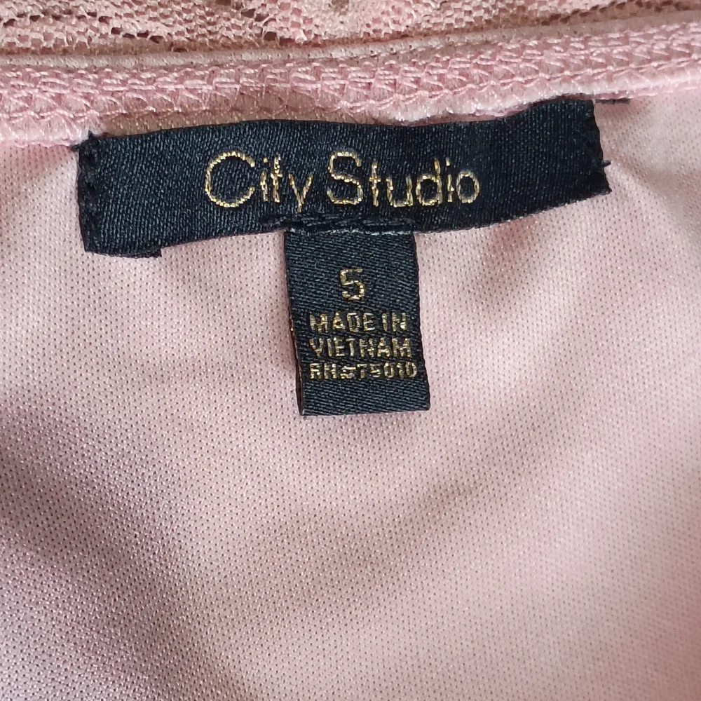 City Studio Blush Pink With Sparkles Lace High-Low Dress Sz 5
